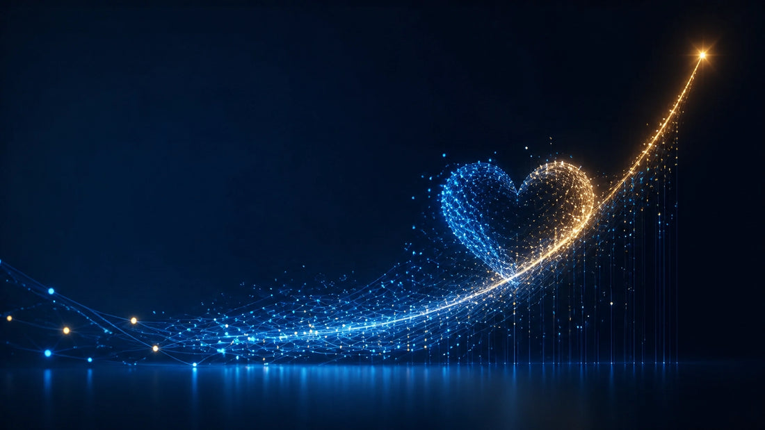 Abstract digital network flowing into a nonprofit impact pattern